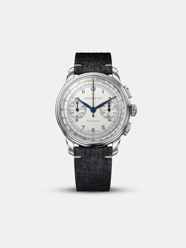 Montre Lebois & Co Heritage Chronograph Numeral à remontage manuel, cadran à chiffres arabes, 39 mm