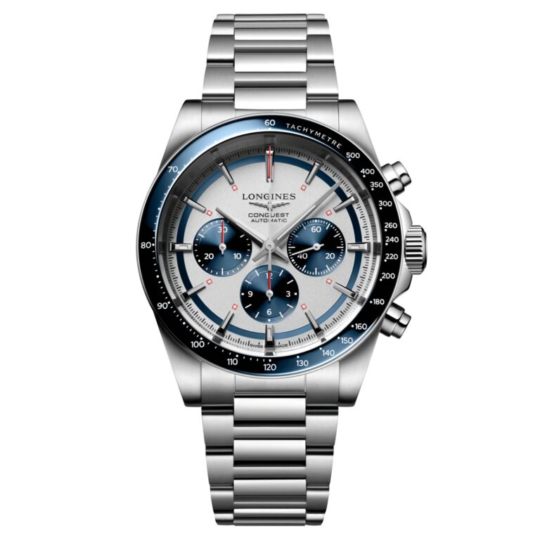 Montre Longines Conquest Chronographe automatique 42 mm, bracelet acier