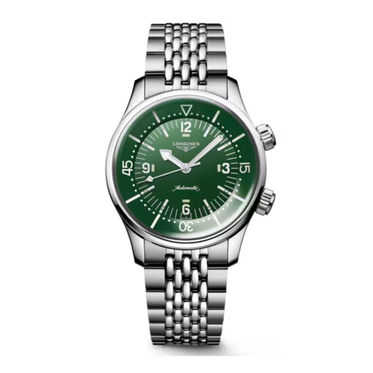 Montre Longines Legend Diver automatique 39 mm, cadran vert et bracelet acier