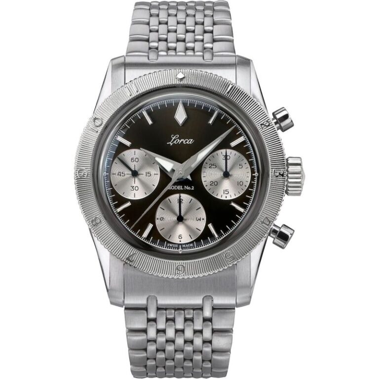 Montre Lorca Modèle N°2 Chronographe, cadran gris doré et lunette guillochée
