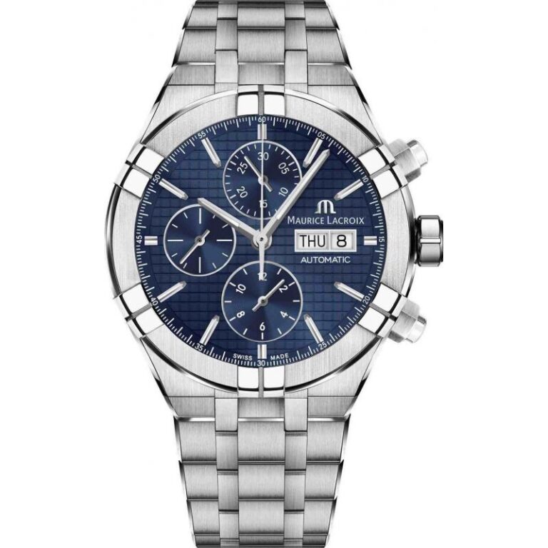 Montre Maurice Lacroix Aikon Automatic Chronograph à cadran bleu et bracelet acier, 44 mm