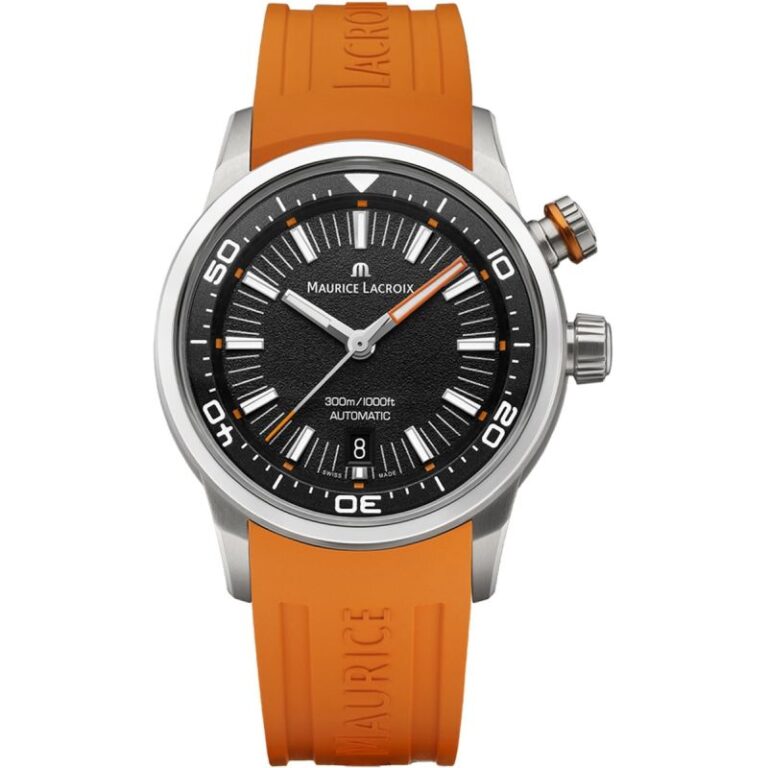 Montre de plongée Maurice Lacroix Pontos S Diver automatique à cadran noir et bracelet caoutchouc, 42 mm