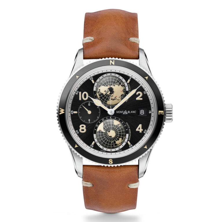 Montre Montblanc 1858 Geosphere à double globe, boîtier acier 42 mm