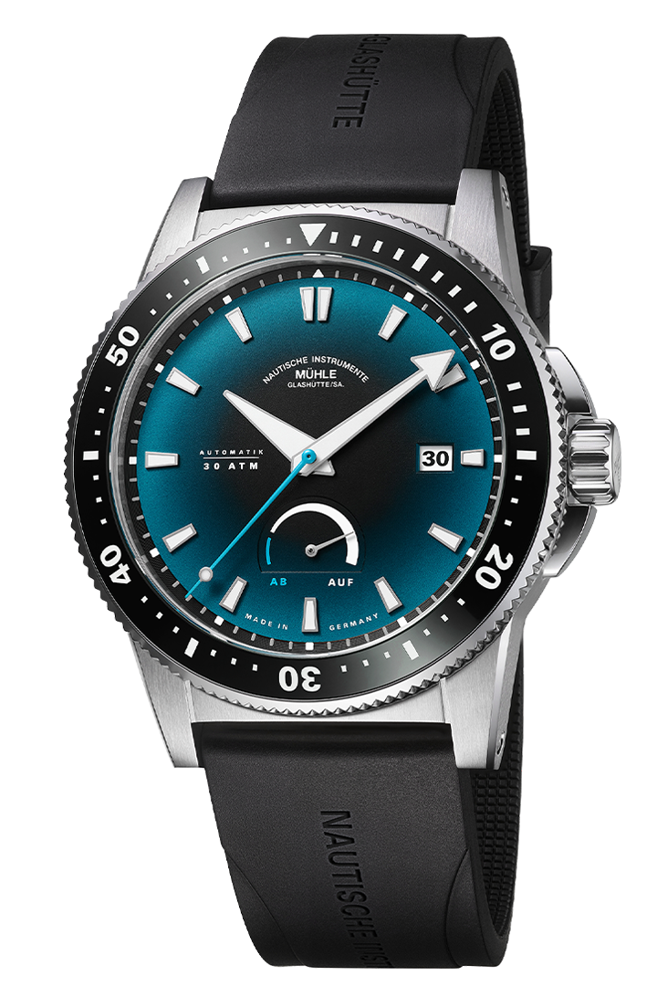 Montre Mühle Glashütte Sportivo Power Dive à cadran turquoise et noir, 42,5 mm