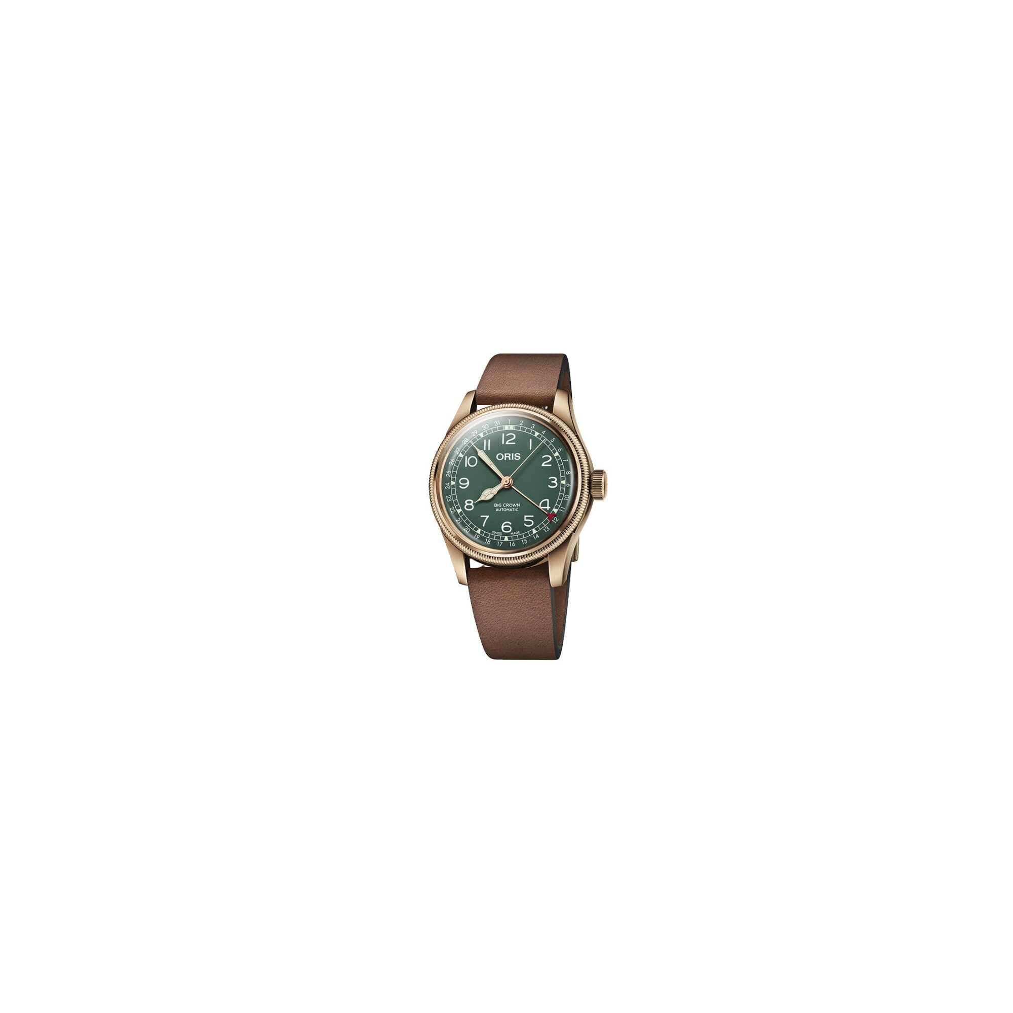 Montre Oris Big Crown Pointer Date 80th Anniversary Edition, boîtier bronze, cadran vert, 40 mm