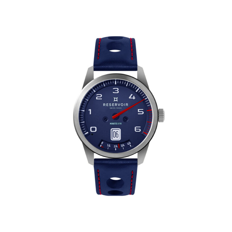 Montre Reservoir GT Tour Blue Edition automatique à heure sautante et minute rétrograde, boîtier acier 43 mm