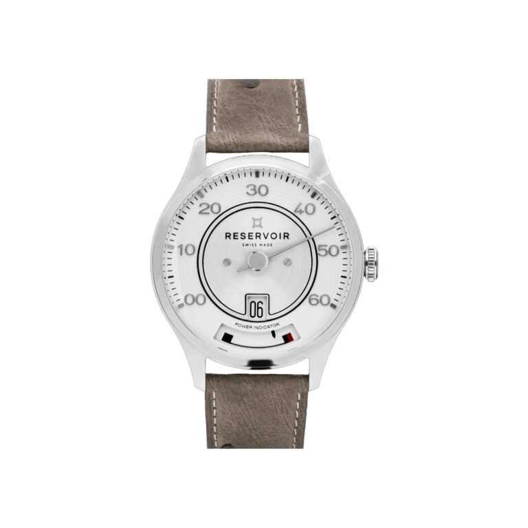 Montre Reservoir Kanister Silver automatique à heure sautante et minute rétrograde, cadran argenté, 41,5 mm