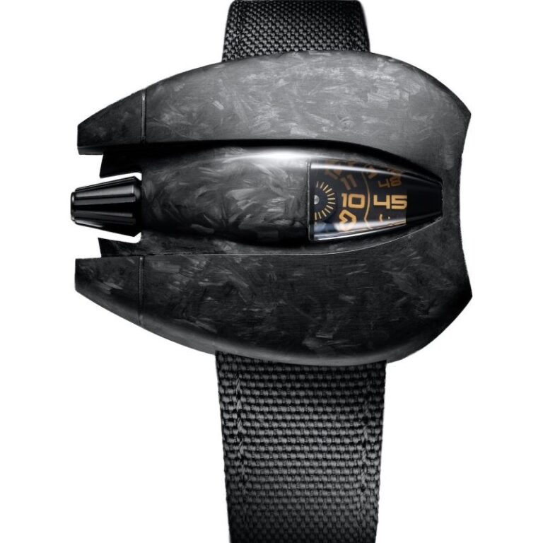 Montre Spaceone Jumping Hour Orange Carbon en carbone forgé, guichet d’heure sautante orange