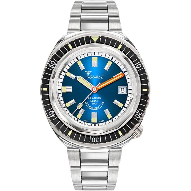 Montre Squale 2001 automatique à cadran bleu soleillé et bracelet acier, 40 mm