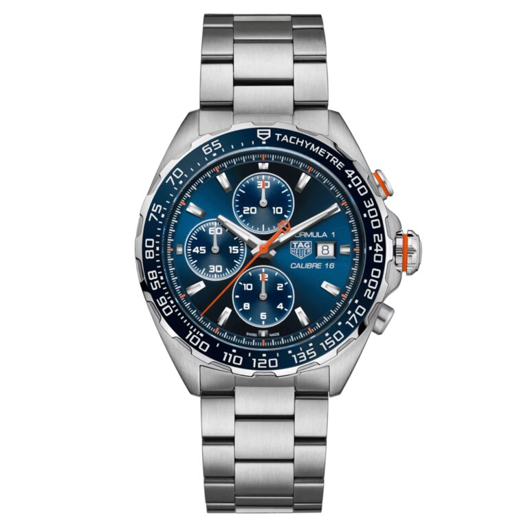 Montre TAG Heuer Formula 1 Chronograph automatique à cadran bleu et bracelet acier, 44 mm
