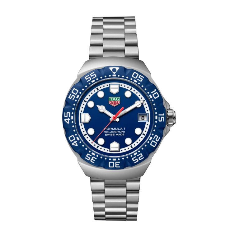Montre TAG Heuer Formula 1 Solargraph à quartz solaire, cadran bleu et bracelet acier, 38 mm