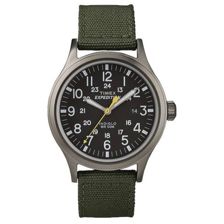 Montre Timex Expedition Scout 40 mm T49961 sur bracelet nylon vert, vue de face