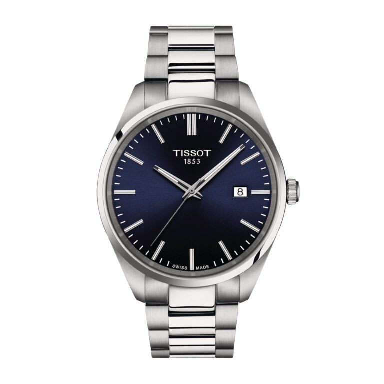 Montre Tissot T-Classic PR 100 à quartz, cadran bleu et bracelet acier, 40 mm