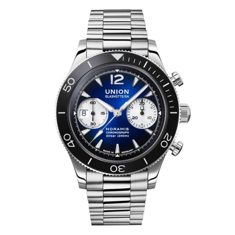 Montre Union Glashütte Noramis Chronograph Sport automatique, 43 mm, bracelet acier