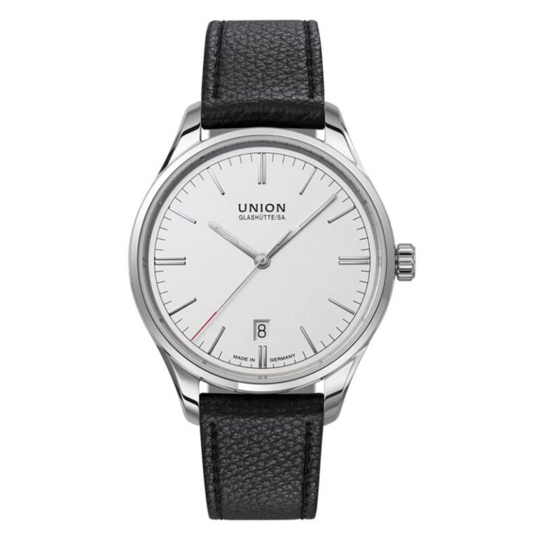 Montre Union Glashütte Viro Date automatique de 39 mm sur bracelet cuir noir