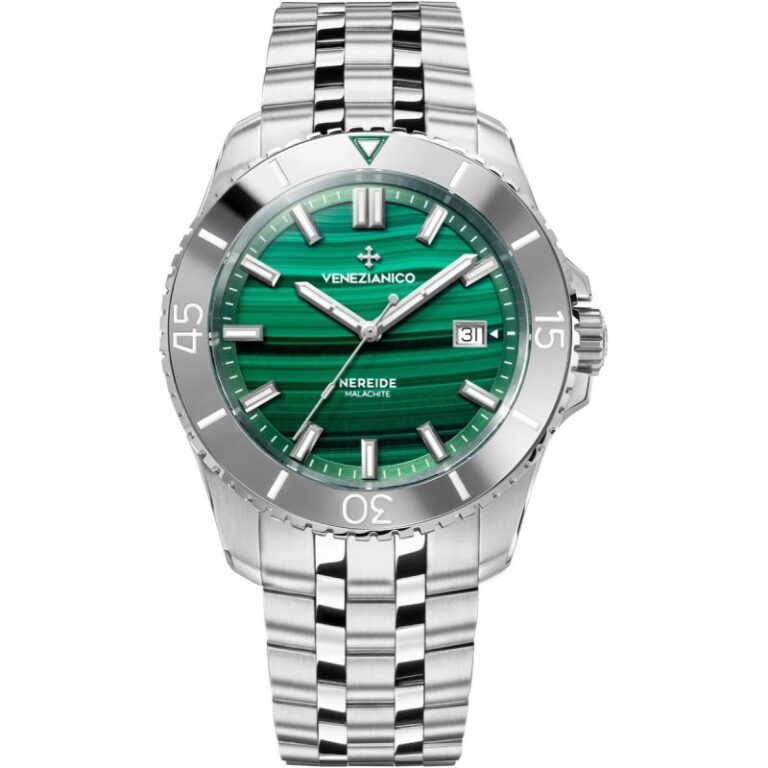 Montre de plongée Venezianico Nereide à cadran en malachite, 42 mm
