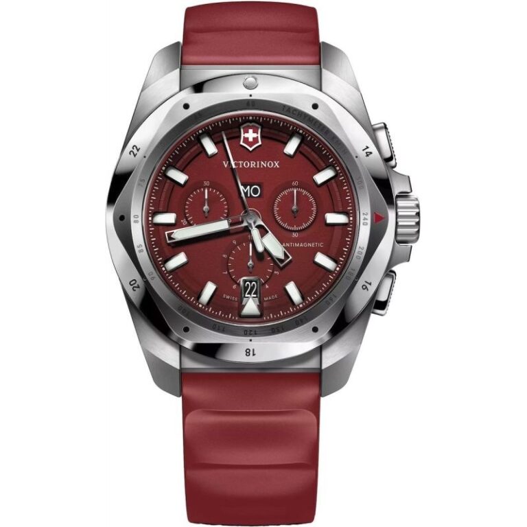 Montre Victorinox I.N.O.X. Chrono à quartz, cadran rouge et boîtier acier de 43 mm