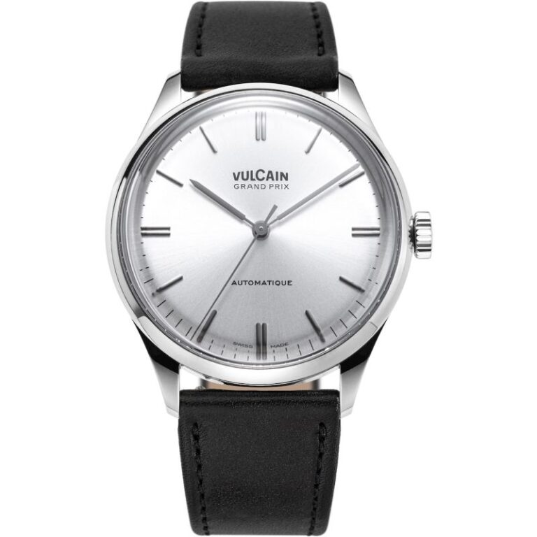 Montre Vulcain Grand Prix automatique à cadran argenté soleillé, 39 mm