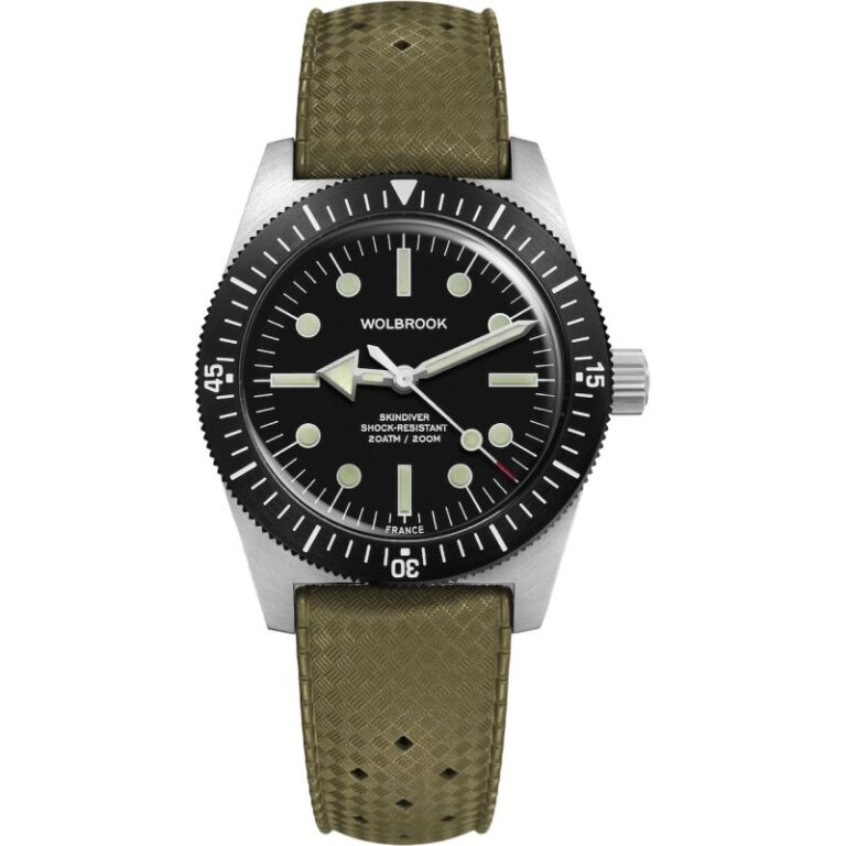 Montre de plongée Wolbrook Skindiver 38 Automatic à cadran noir, 38 mm
