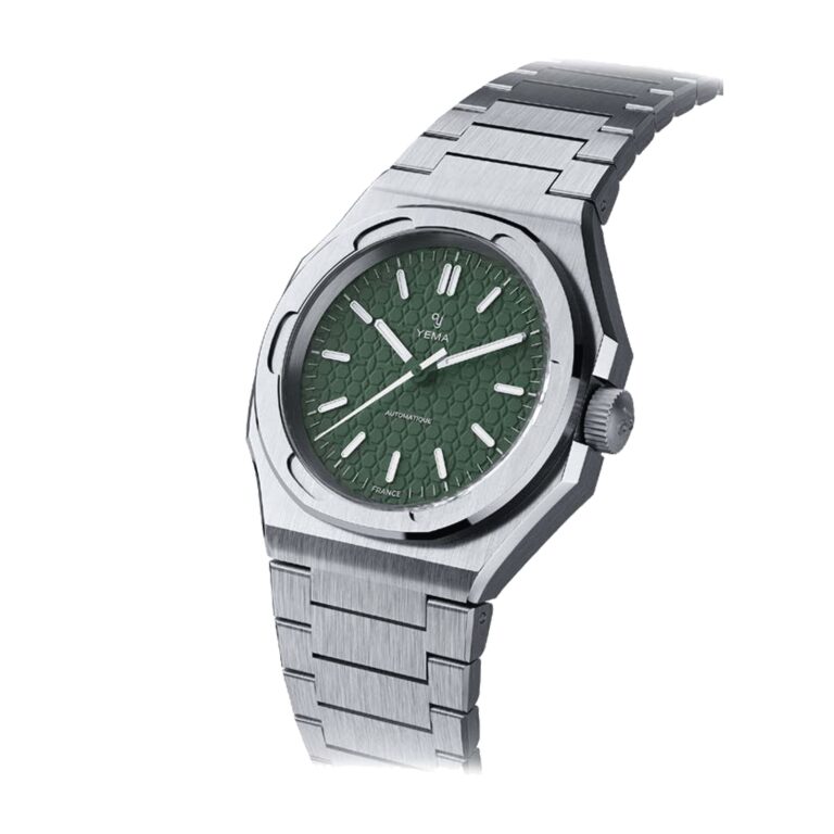 Montre Yema Urban Traveller automatique à cadran vert et bracelet acier, 39 mm