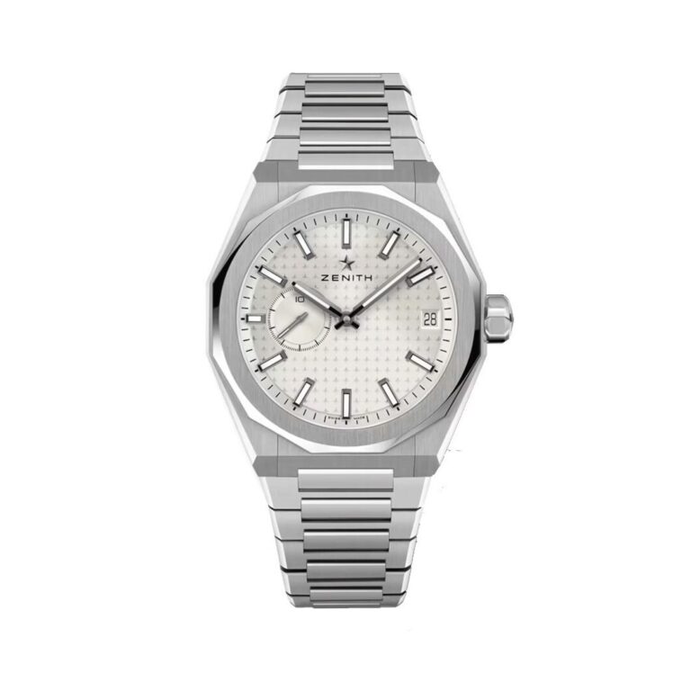 Montre Zenith Defy Skyline automatique à boîtier octogonal, cadran argenté étoilé et bracelet acier, 41 mm