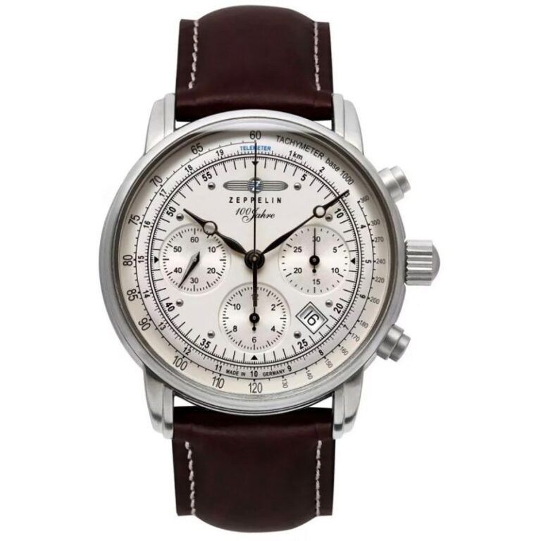 Chronographe automatique Zeppelin 100 Years à cadran argenté, échelles tachymètre et télémètre