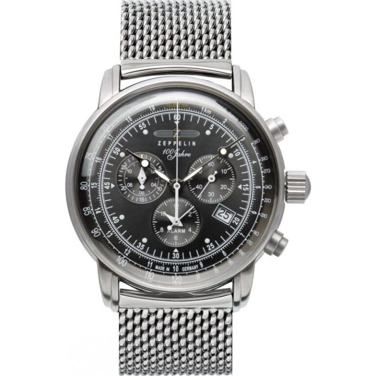 Montre chronographe Zeppelin 100 Years à cadran noir et bracelet milanais