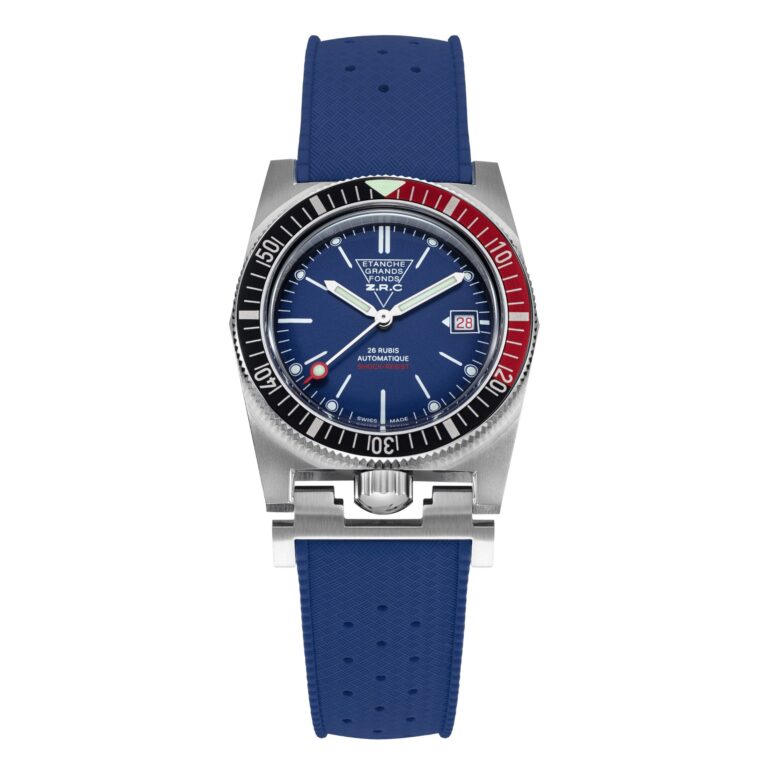 Montre de plongée ZRC Grands Fonds 300 Heritage Pepsi à cadran bleu et bracelet caoutchouc, 39 mm
