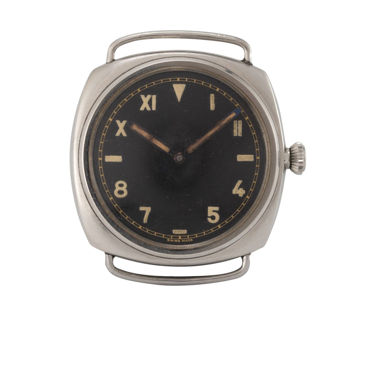 Panerai Radiomir 3646 Type E en acier, boîtier coussin de 47 mm, cadran noir California à chiffres romains et arabes