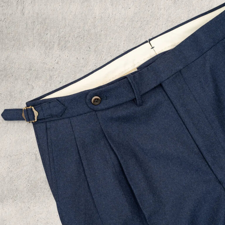 Pantalon 845 en flanelle de laine College Flannel bleu marine, Echizenya