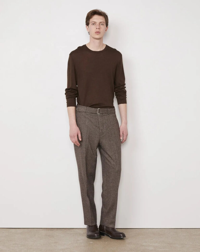 Pantalon Hoche en laine italienne brossée coloris café, Officine Générale