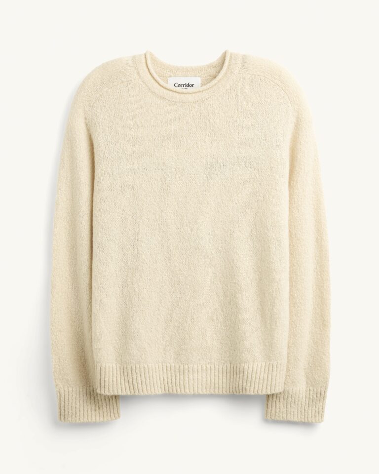 Pull col roulé en maille bouclette de laine coloris naturel, Corridor