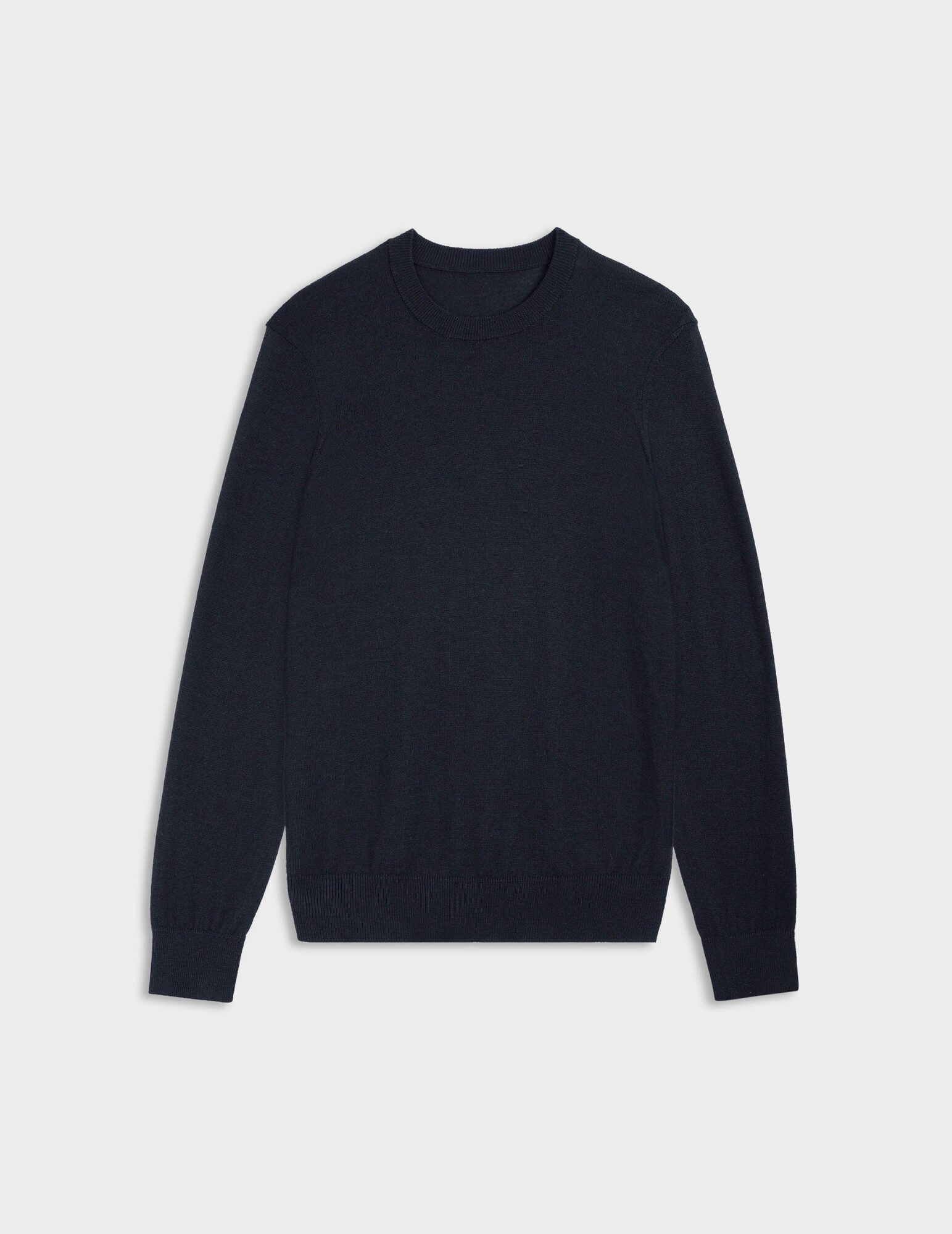 Pull col rond Massimo en laine mérinos bleu marine, Figaret