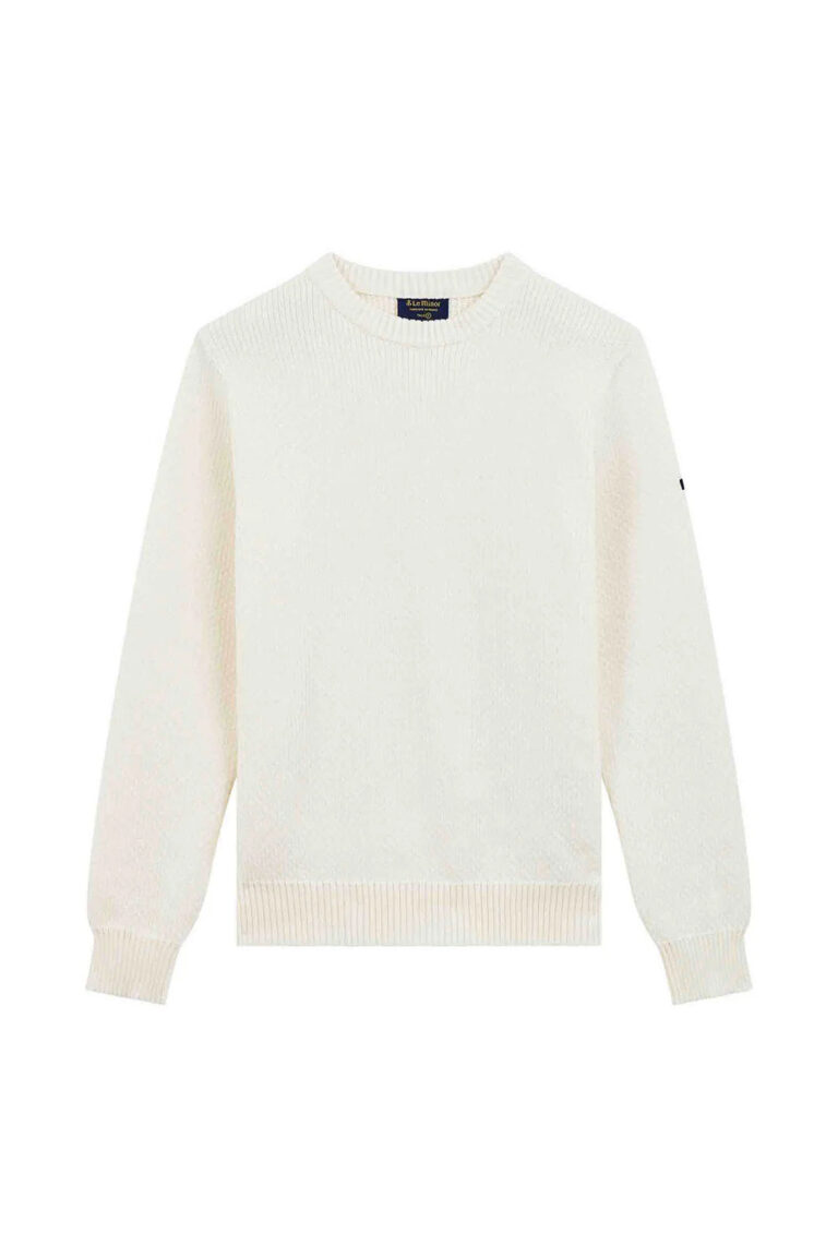 Pull norvégien col rond en laine mérinos écru, Le Minor
