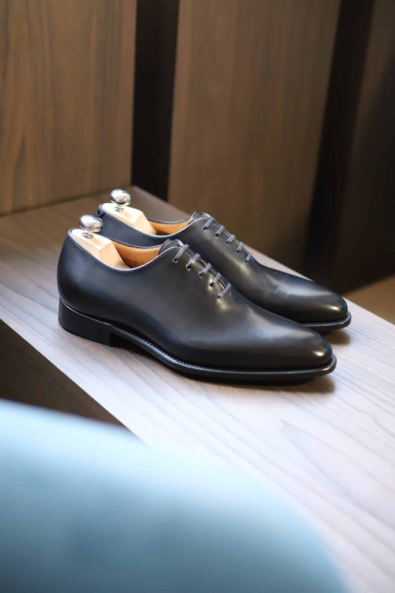 Richelieu one cut Malfroid Mareuil en veau noir, cousu Goodyear