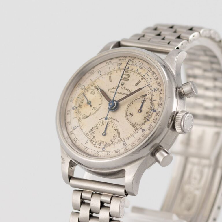 Détail de la Rolex chronographe Oyster réf. 4048 « Barilotto », vers 1942