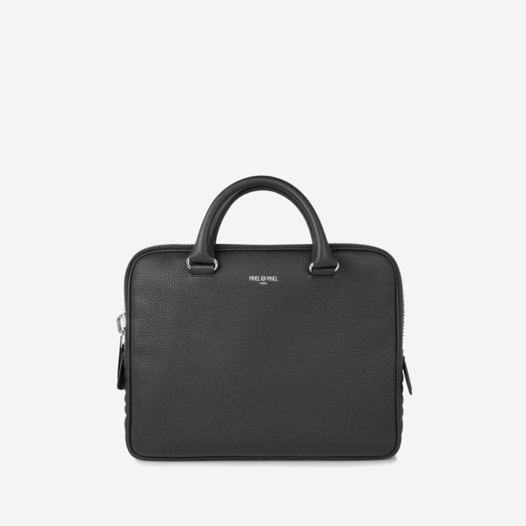 Sacoche Bombay Slim en cuir taurillon bleu marine, Pinel & Pinel