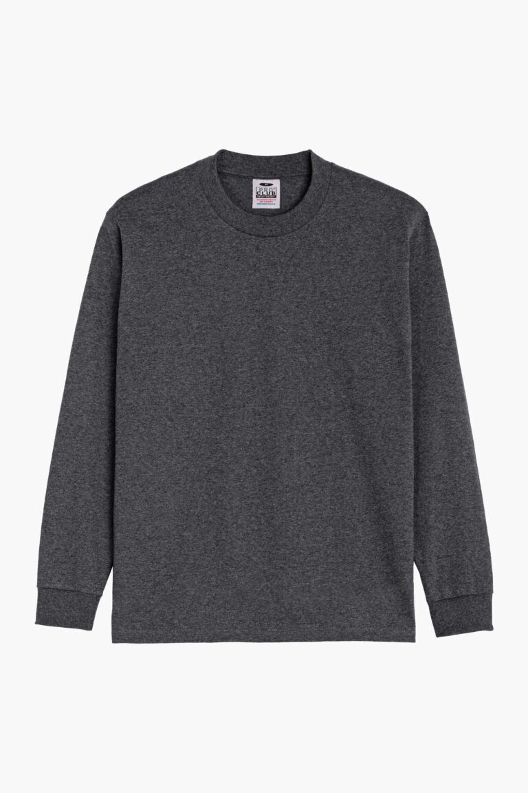 T-shirt Heavyweight manches longues gris chiné anthracite, Proclub, porté