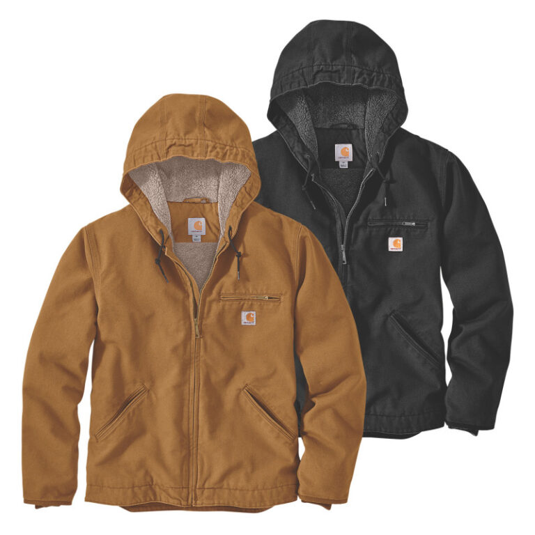 Veste de travail Carhartt en toile Cotton Duck marron, doublure sherpa