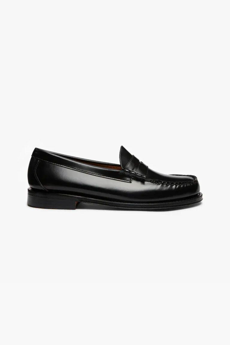Mocassins Weejuns en cuir noir lisse, G.H. Bass, vue de profil